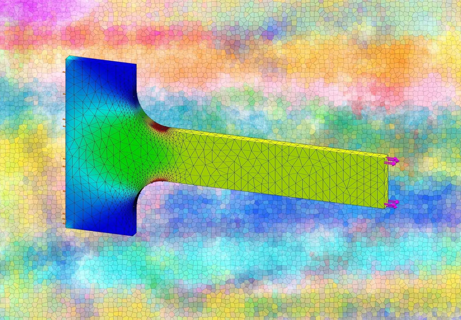 FEA stress analysis rendering of a metal plate